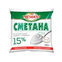 Сметана Президент 15% 380гр