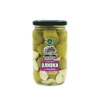 Оливки HiFood  премиум с косточкой с чесноком 350гр