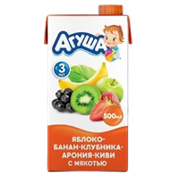 Сок Агуша с мякотью Яблоко Банан Клубника Арония Киви 0,5л