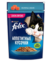 Корм Феликс кусочки в желе форель для кошек 75гр