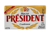 Масло сливочное President premium 82% 125гр