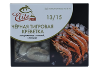 Креветки Elite Fish черная тигровая с головой в панцире 13/15 1кг