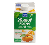 Йогурт Питьевой FOOD MASTER Живой со вкусом абрикоса 2% 450гр