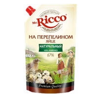 Майонез Mr Ricco с перепелиным яйцом дой-пак 67% 220мл 
