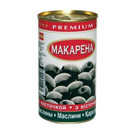 Оливки Makarena Premium  черн. с кост 370 мл