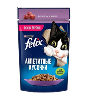 Корм Феликс кусочки в желе ягненок для кошек 75гр