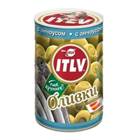 Оливки ITLV зеленые с анчоусом 300мл