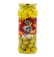 Оливки HiFood с косточкой и перцем №9 550гр