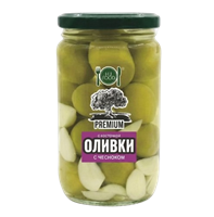 Оливки HiFood премиум с косточкой с чесноком 350гр