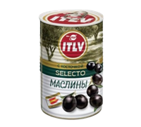 Маслины ITLV Selecto черные с косточкой 425мл