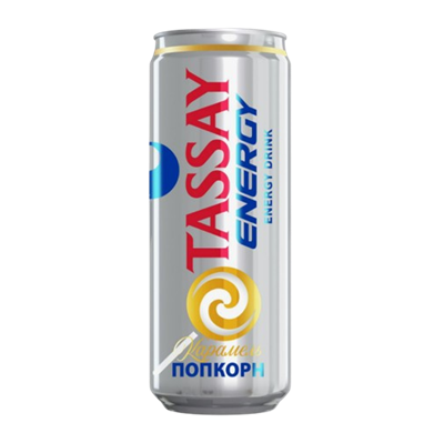 Энергетический напиток Tassay Energy со вкусом попкорна и карамели ж/б 0,45л - фото 29837
