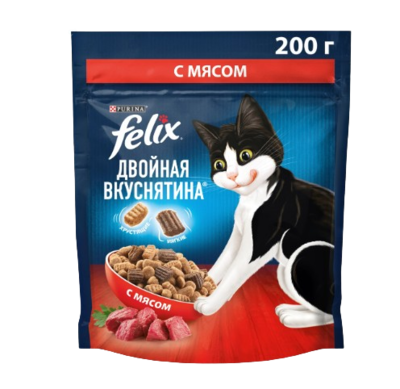 Сухой корм Феликс Двойная Вкуснятина с мясом 200гр - фото 30169