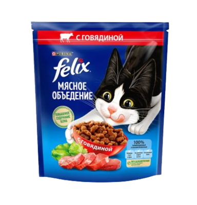Сухой корм Феликс Мясное объедение с говядиной 600гр - фото 30328