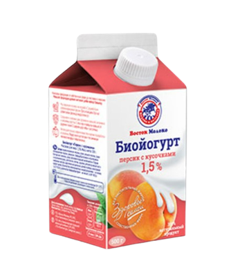 Биойогурт Восток Молоко с персиком жир 1,5% т/пак 0.45л - фото 32965