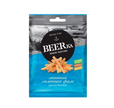 Рыбка "BEERka" ломтики филе минтая 70гр - фото 33809
