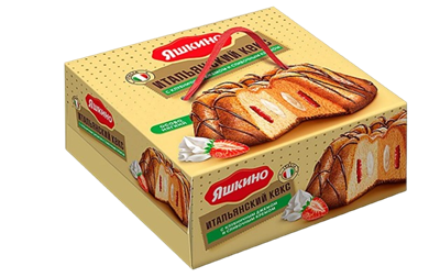 Кекс Яшкино с клубничным джемом и сливочным кремом 500гр - фото 34461