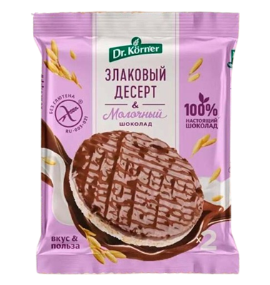 Злаковый десерт Dr. KORNER рисовый с молочным шоколадом 34гр  - фото 35058