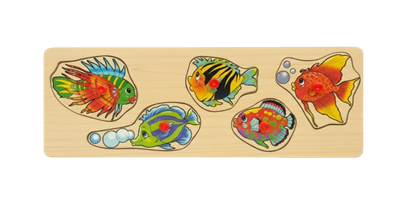 Игра развивающая Вставные рыбки, дерево, 5шт, 1-3г - фото 35429