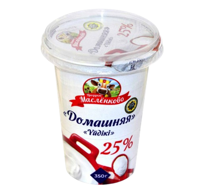 Сметана Масленково Домашняя 25% 350гр - фото 35815