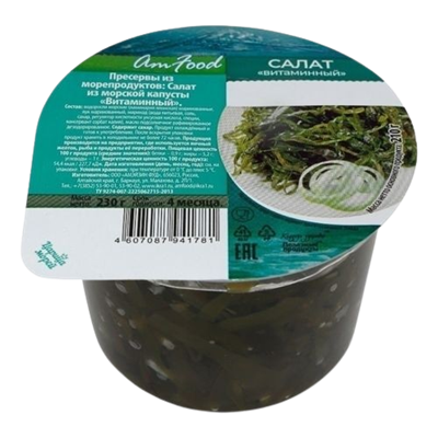 Пресервы Am Food Царица Морей салат витаминный из морской капусты стакан 230гр - фото 36108
