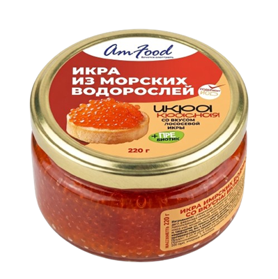 Икра Am Food красная со вкусом лососевой икры имит ст/б 220гр - фото 36109
