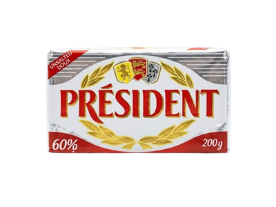 Масло сливочное не соленое President 60% 200гр - фото 36196