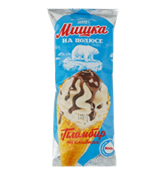 Мороженое Мишка на полюсе пломбир с ванилью в рожке 110гр